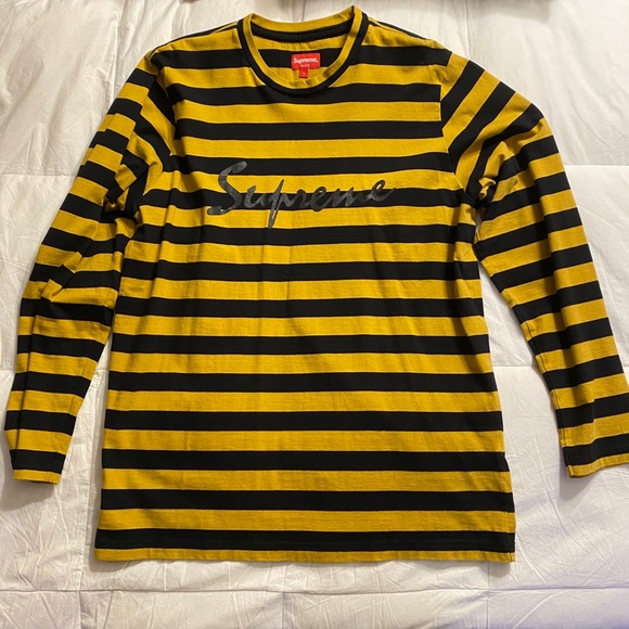 black and yellow supreme shirt